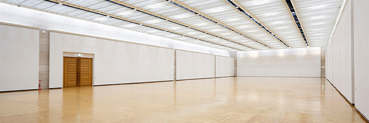 Professional exhibition hall at ATC Hall with theater seating and high ceilings