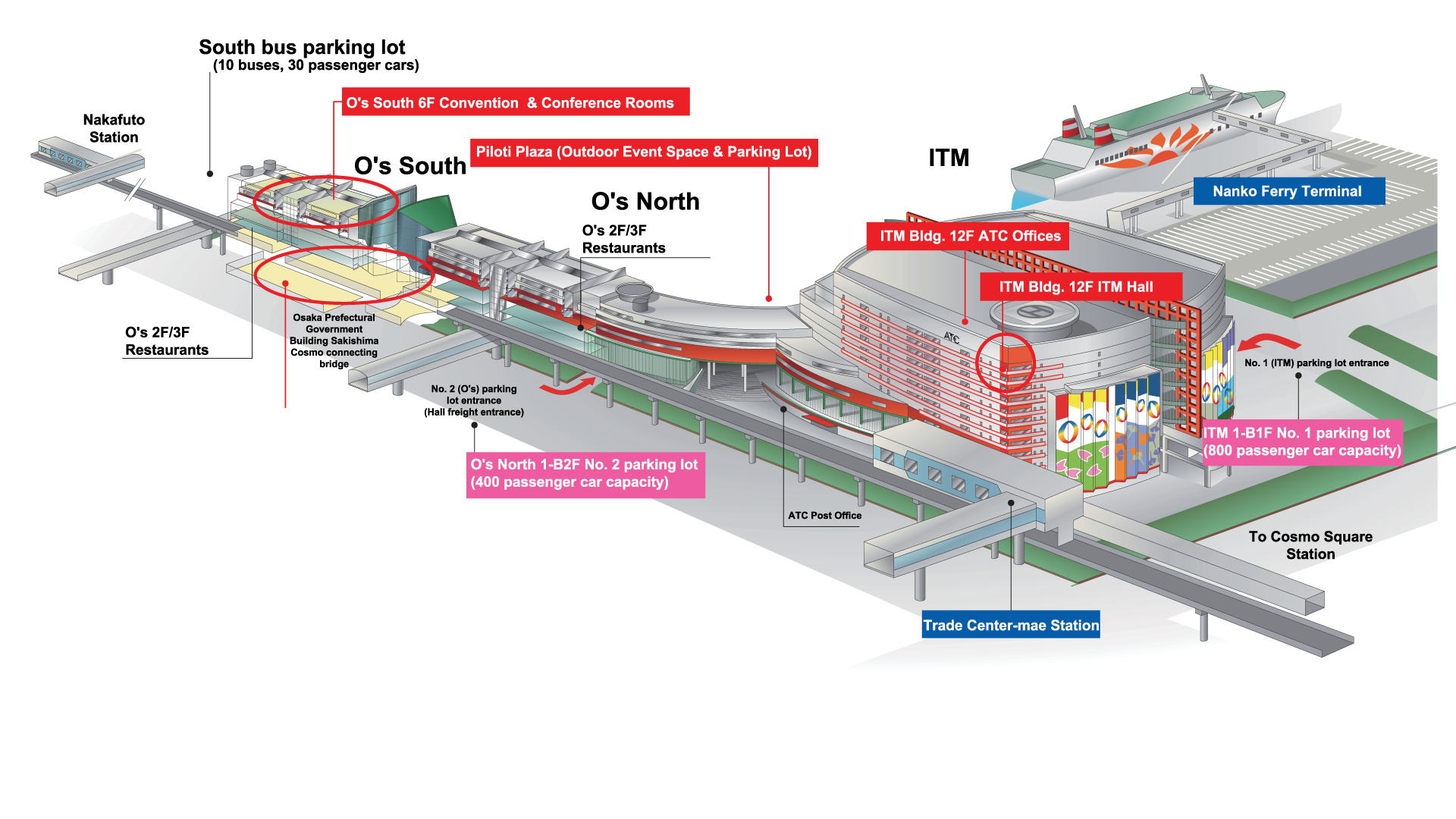 Trade Center-mae Station covered walkway connecting directly to ATC complex